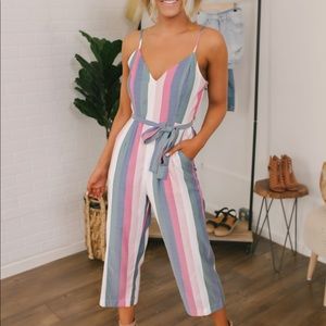 NWT striped jumpsuit.